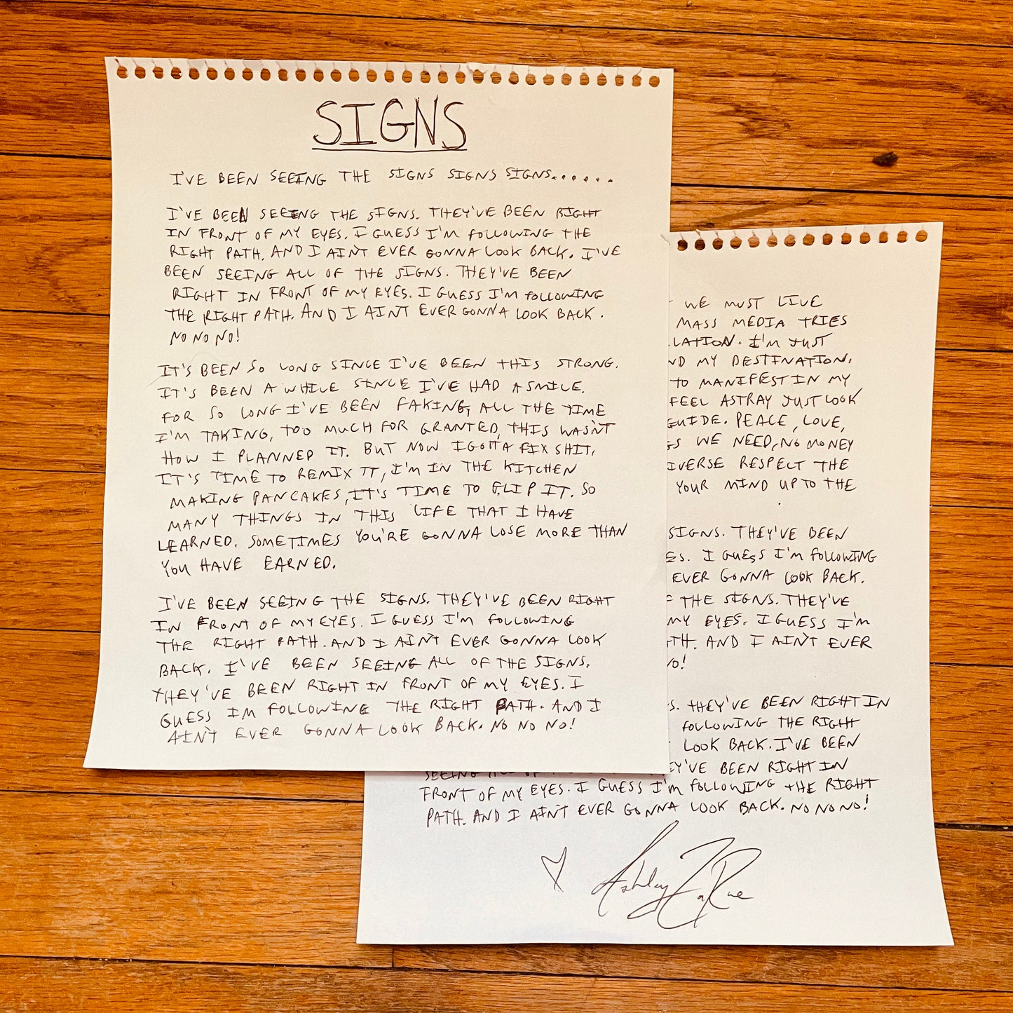 Handwritten Lyrics